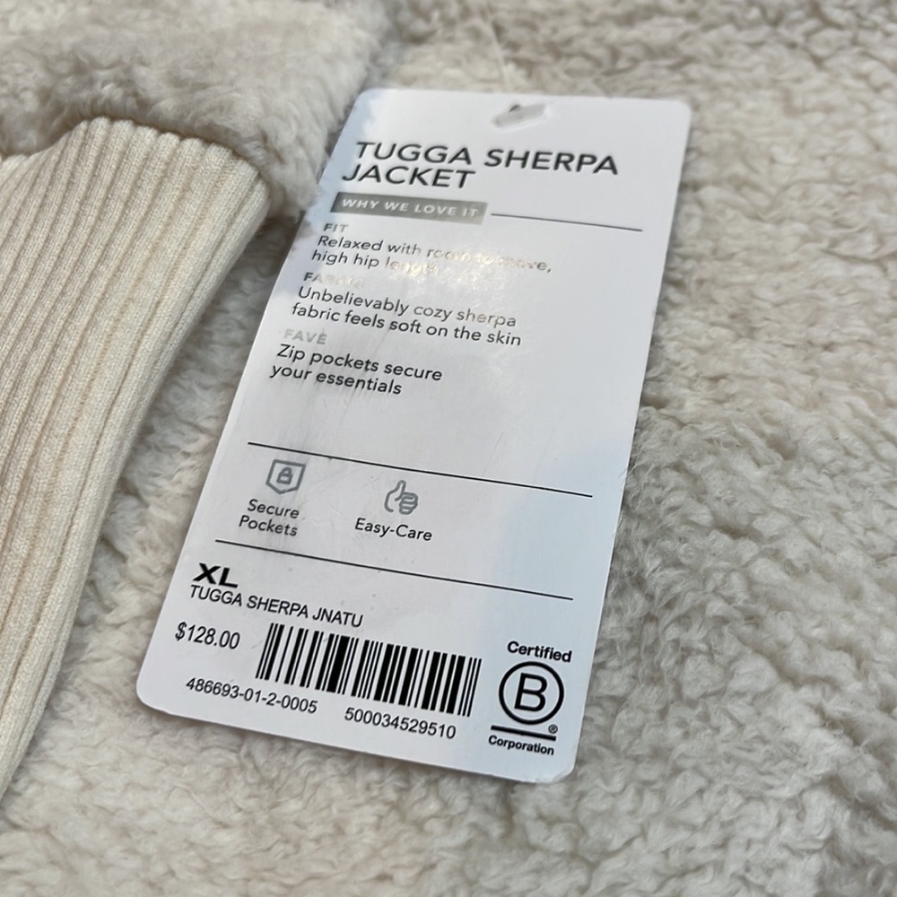 BNWT Athleta Tugga Sherpa Cropped Bomber Jacket XL Natural Beige Cream - Picture 9 of 14